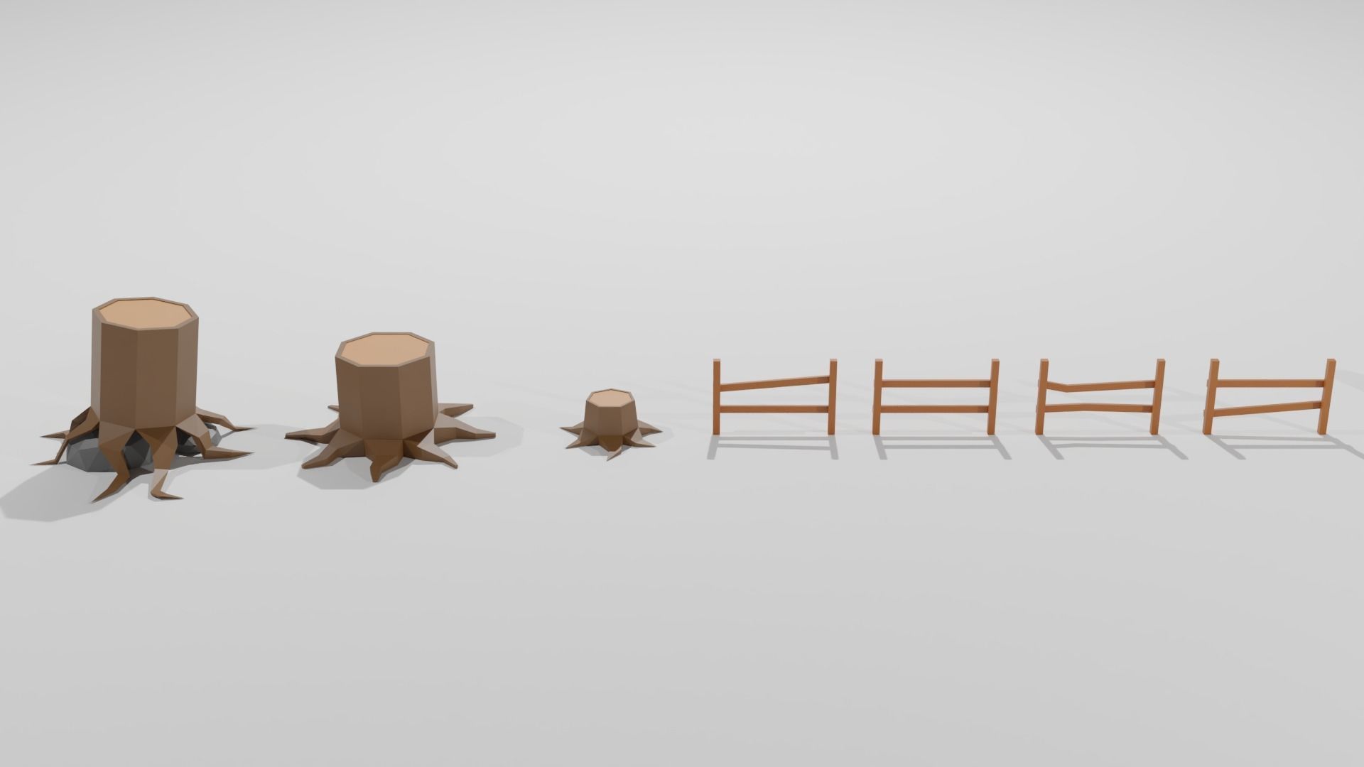 low poly trees pair of made from polygons Low-poly 3D model_9