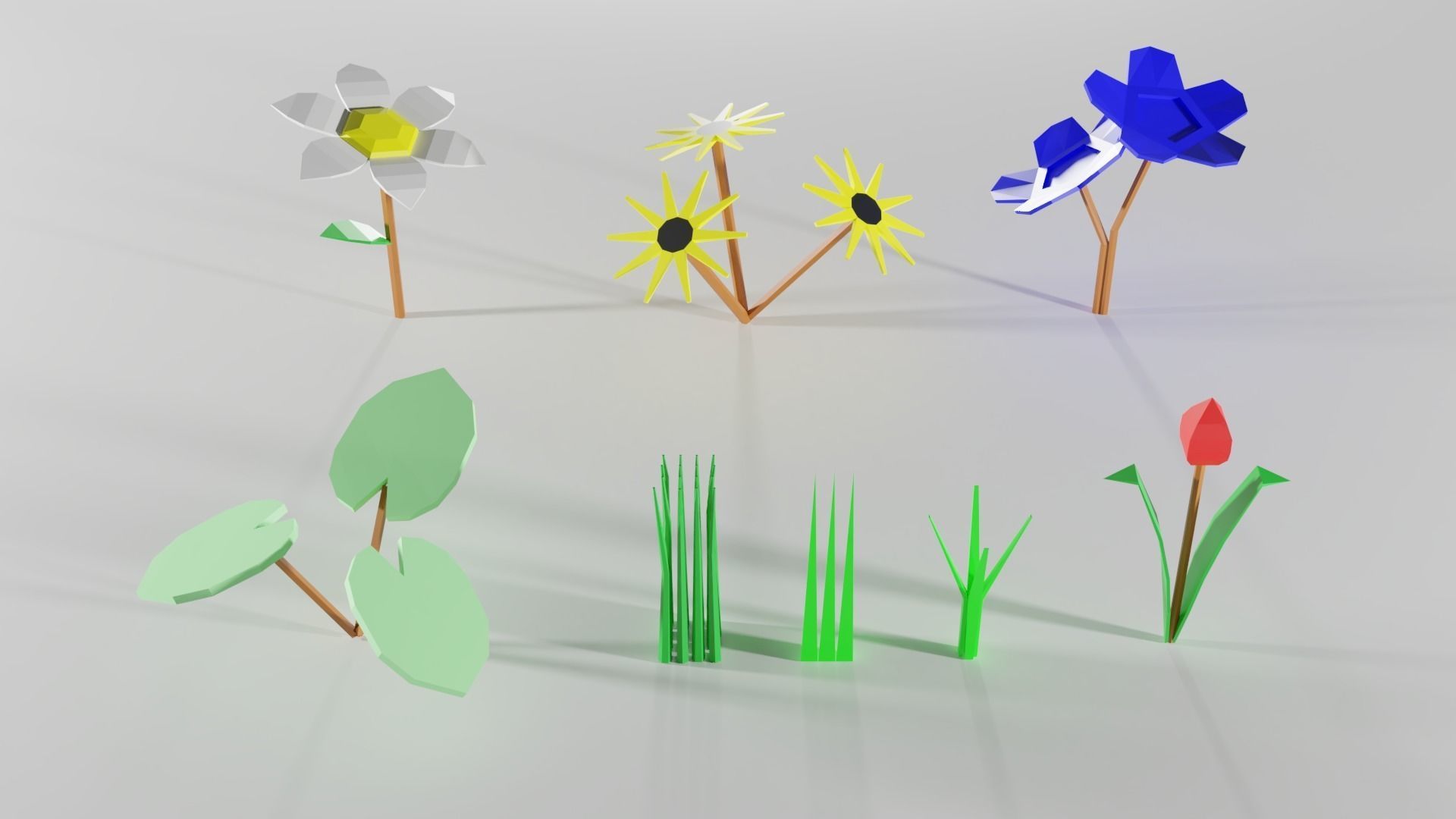 low poly trees pair of made from polygons Low-poly 3D model_10