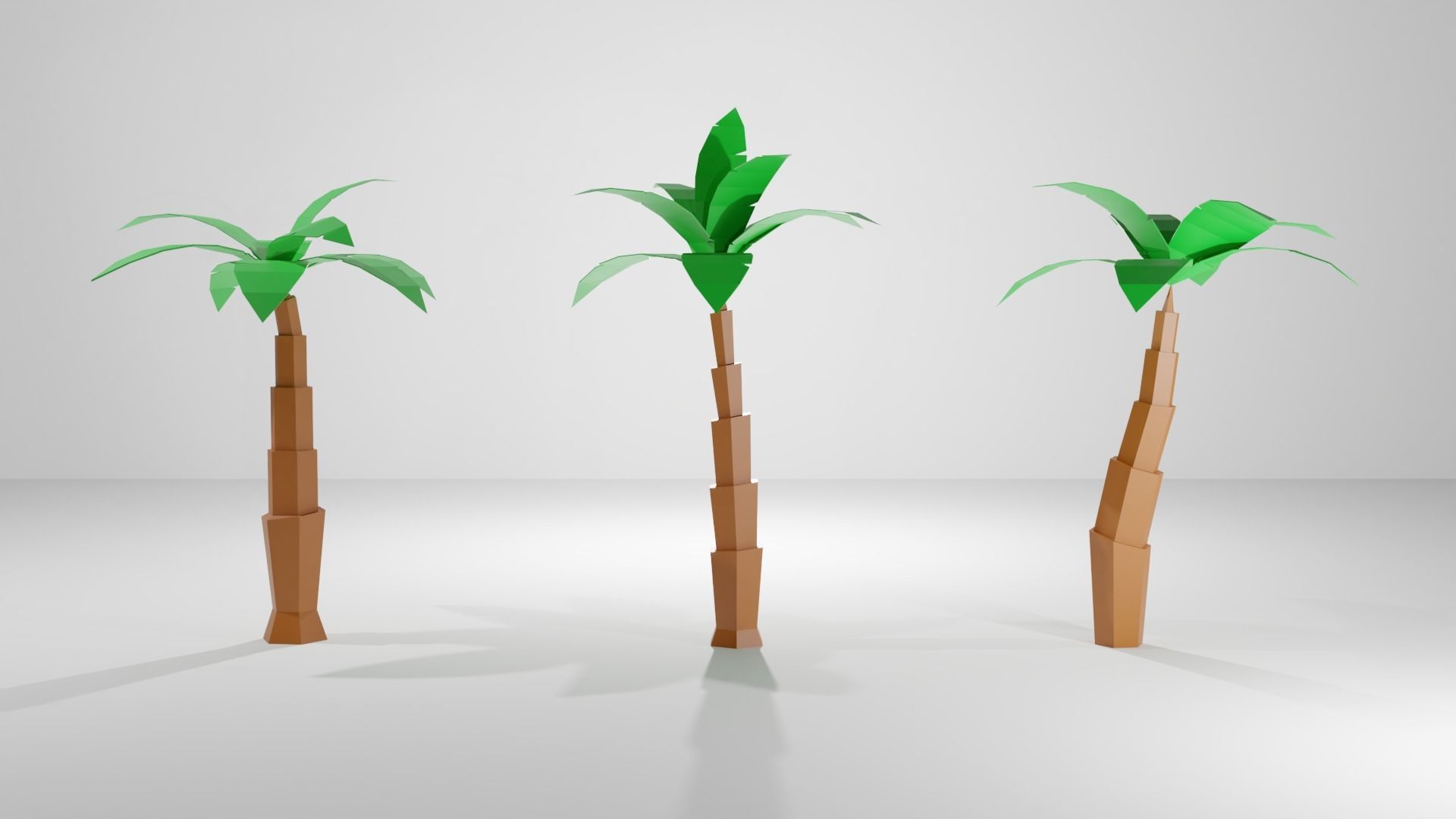 low poly trees pair of made from polygons Low-poly 3D model_4