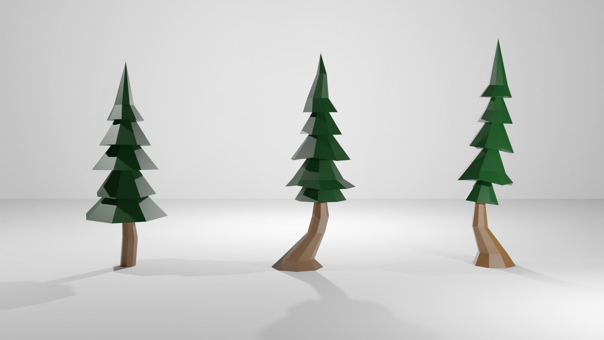 low poly trees pair of made from polygons Low-poly 3D model_3