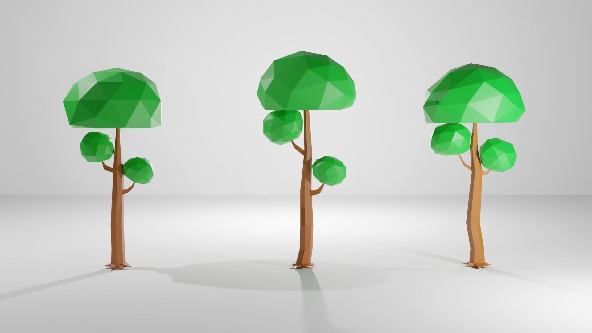 low poly trees pair of made from polygons Low-poly 3D model_5