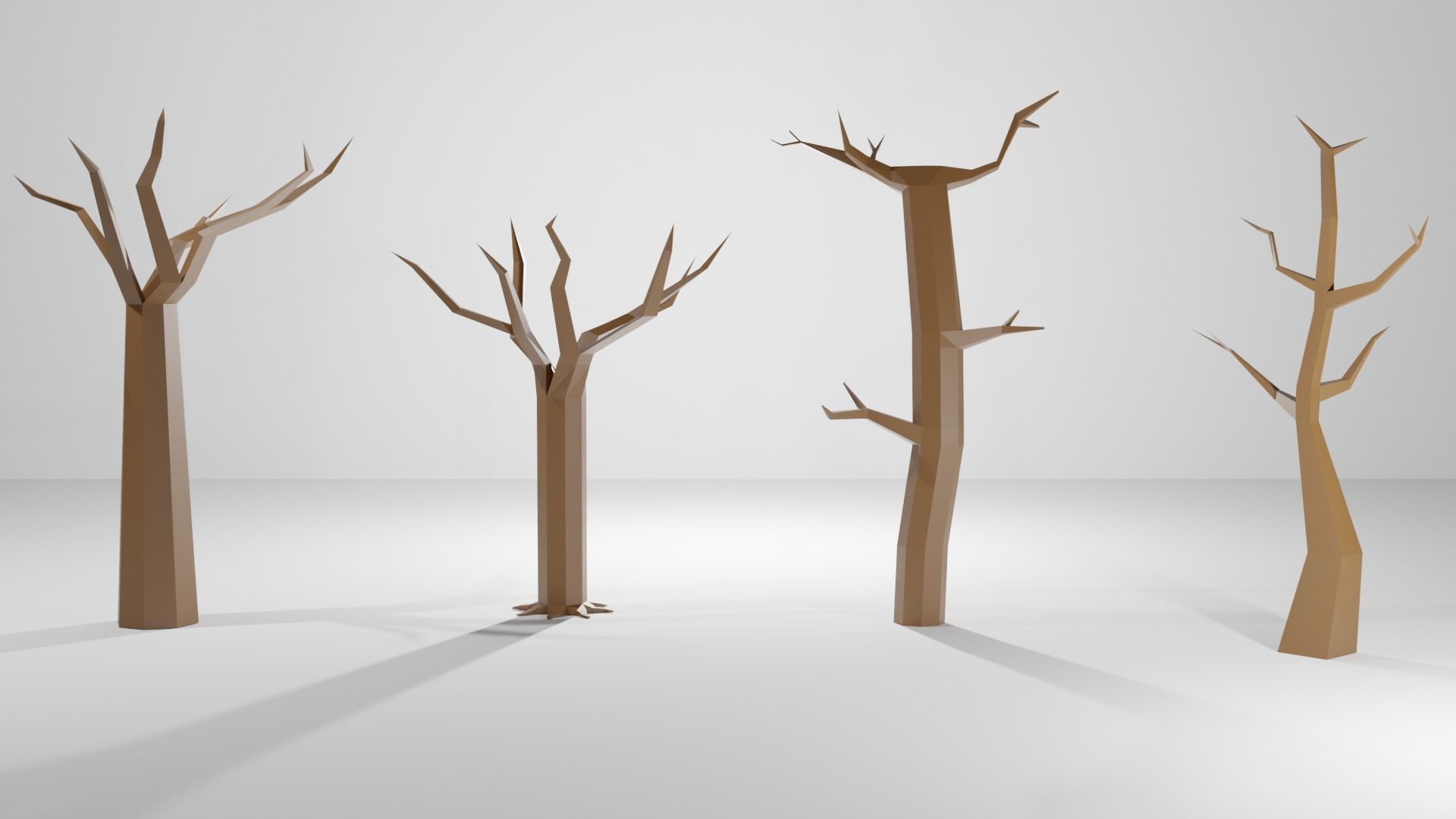 low poly trees pair of made from polygons Low-poly 3D model_7