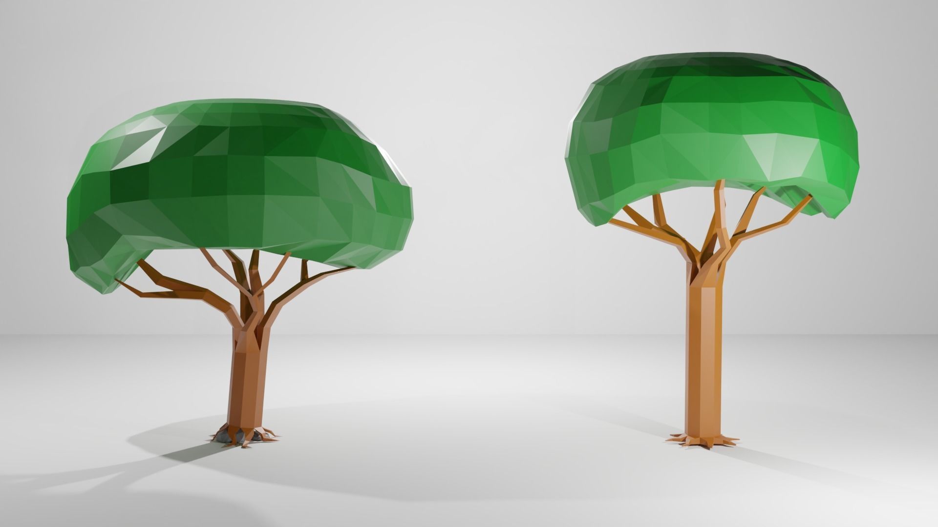 low poly trees pair of made from polygons Low-poly 3D model_2