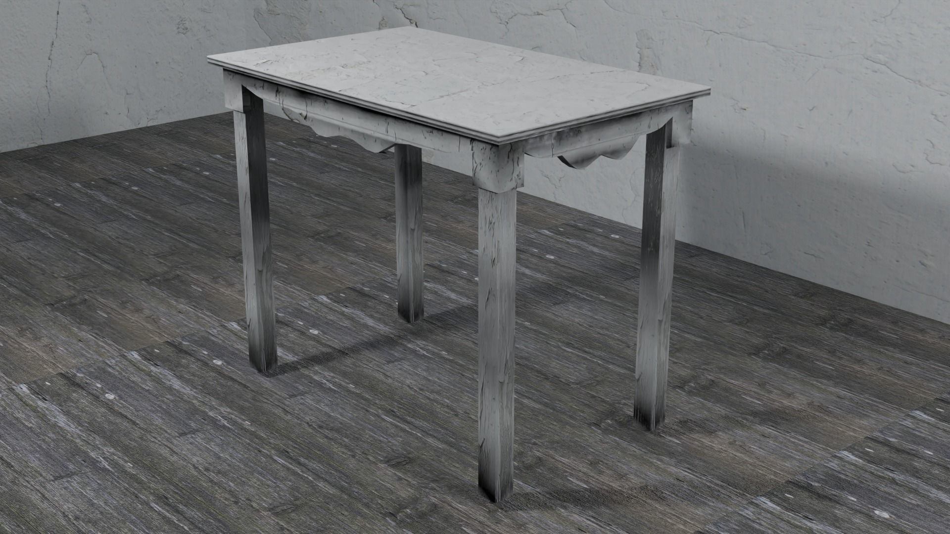 Rustic White Table Free low-poly 3D model_1