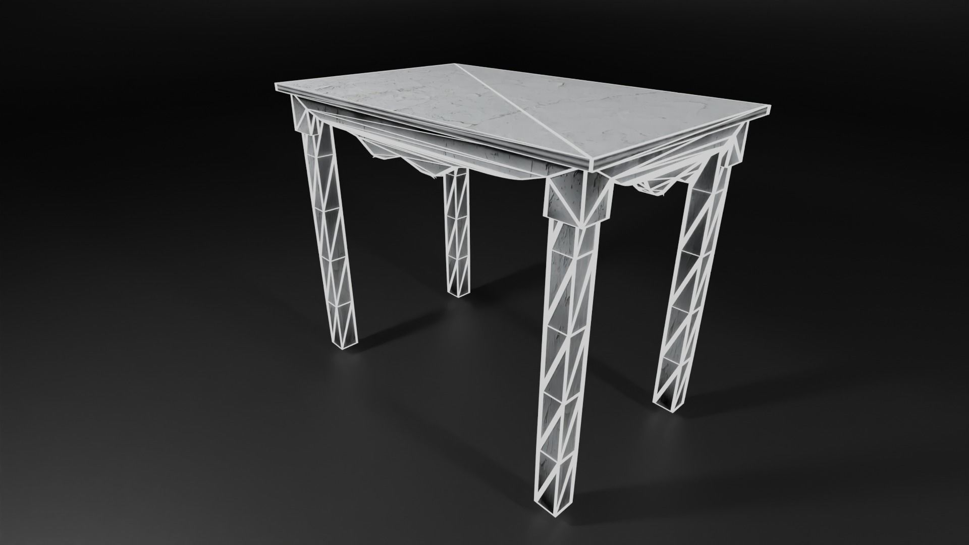 Rustic White Table Free low-poly 3D model_5