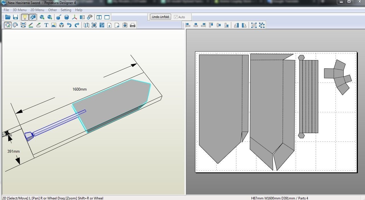 Hashirama Long Sword Foam Template Cosplay 3D Model Pepakura 3D print model_2