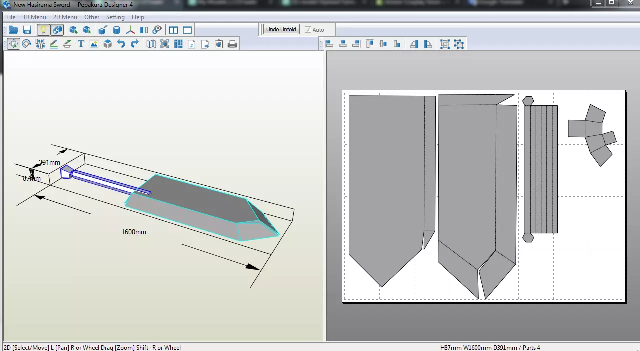 Hashirama Long Sword Foam Template Cosplay 3D Model Pepakura 3D print model_0