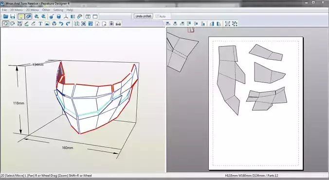 Stagnant Water Mask Worn and Torn Newbie 3D Model Pepakura