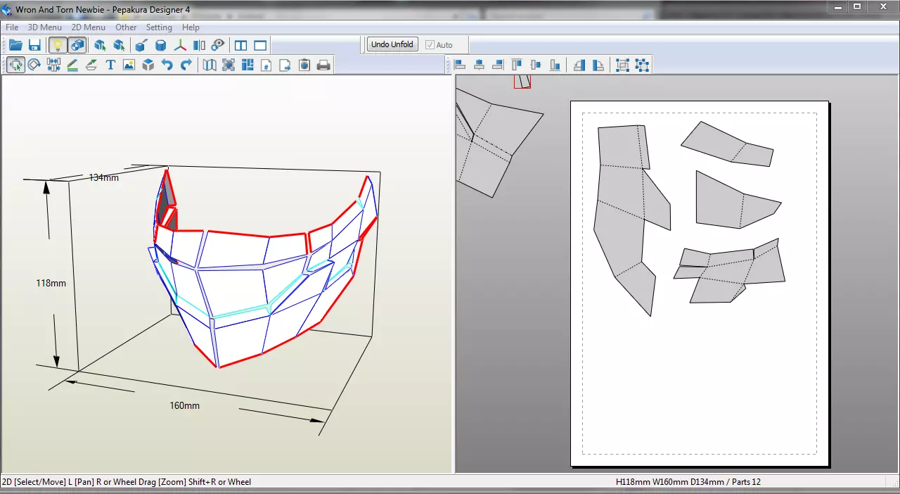 Stagnant Water Mask Worn and Torn Newbie 3D Model Pepakura 3D print model_0