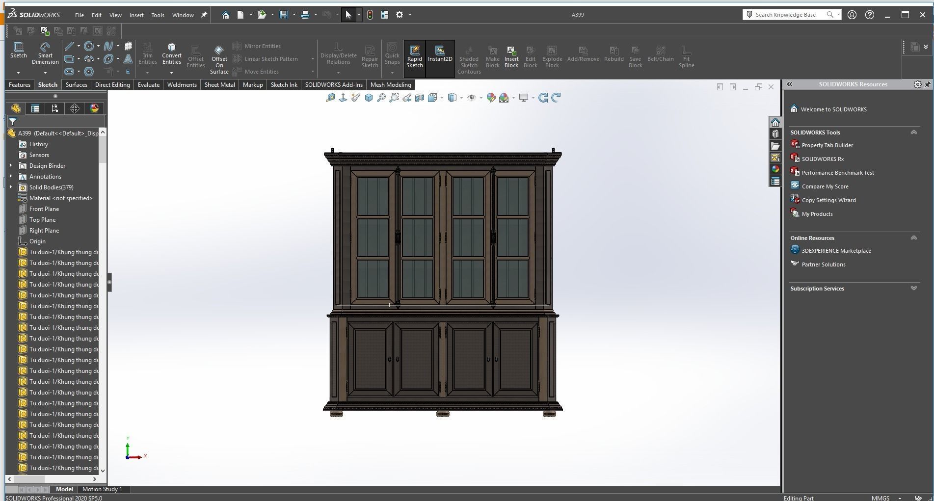 A399- china cabinet with glass doors 3D model_5