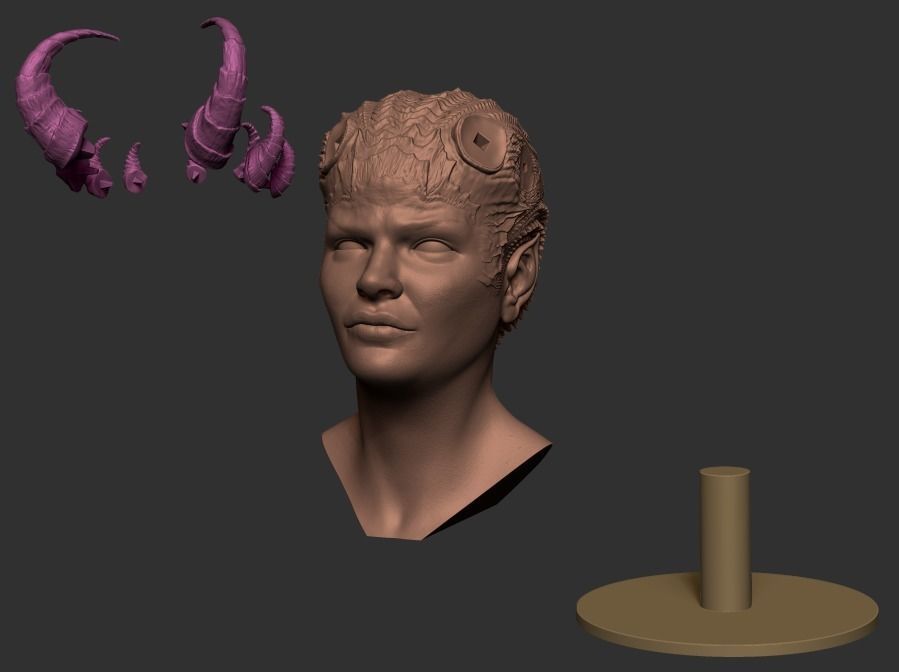 Horned Head Bust 3D print model_5