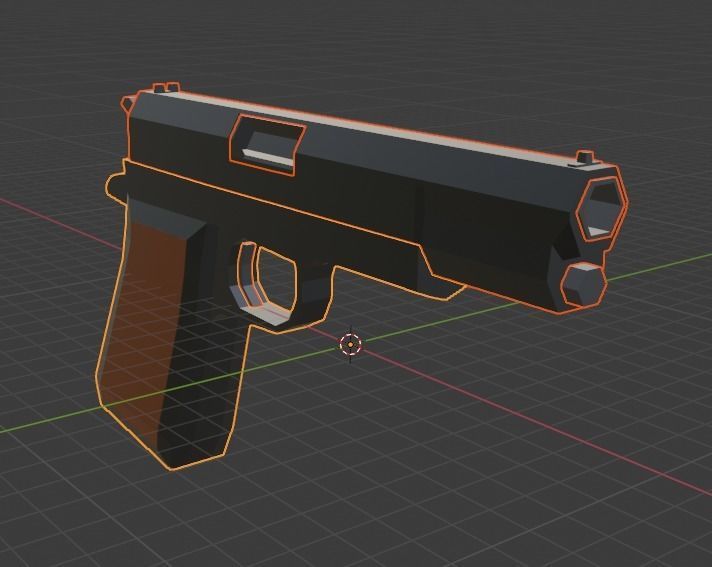 Low-Poly Pistol gun Low-poly 3D model_2