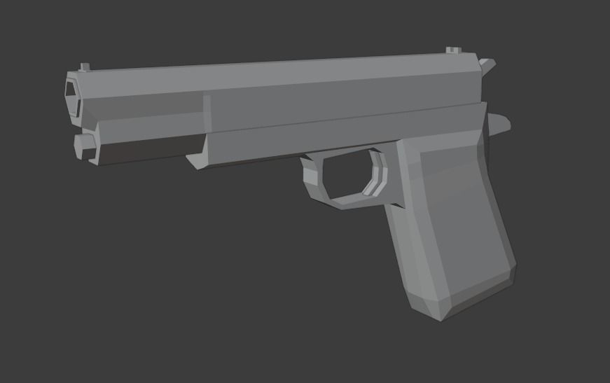 Low-Poly Pistol gun Low-poly 3D model_7