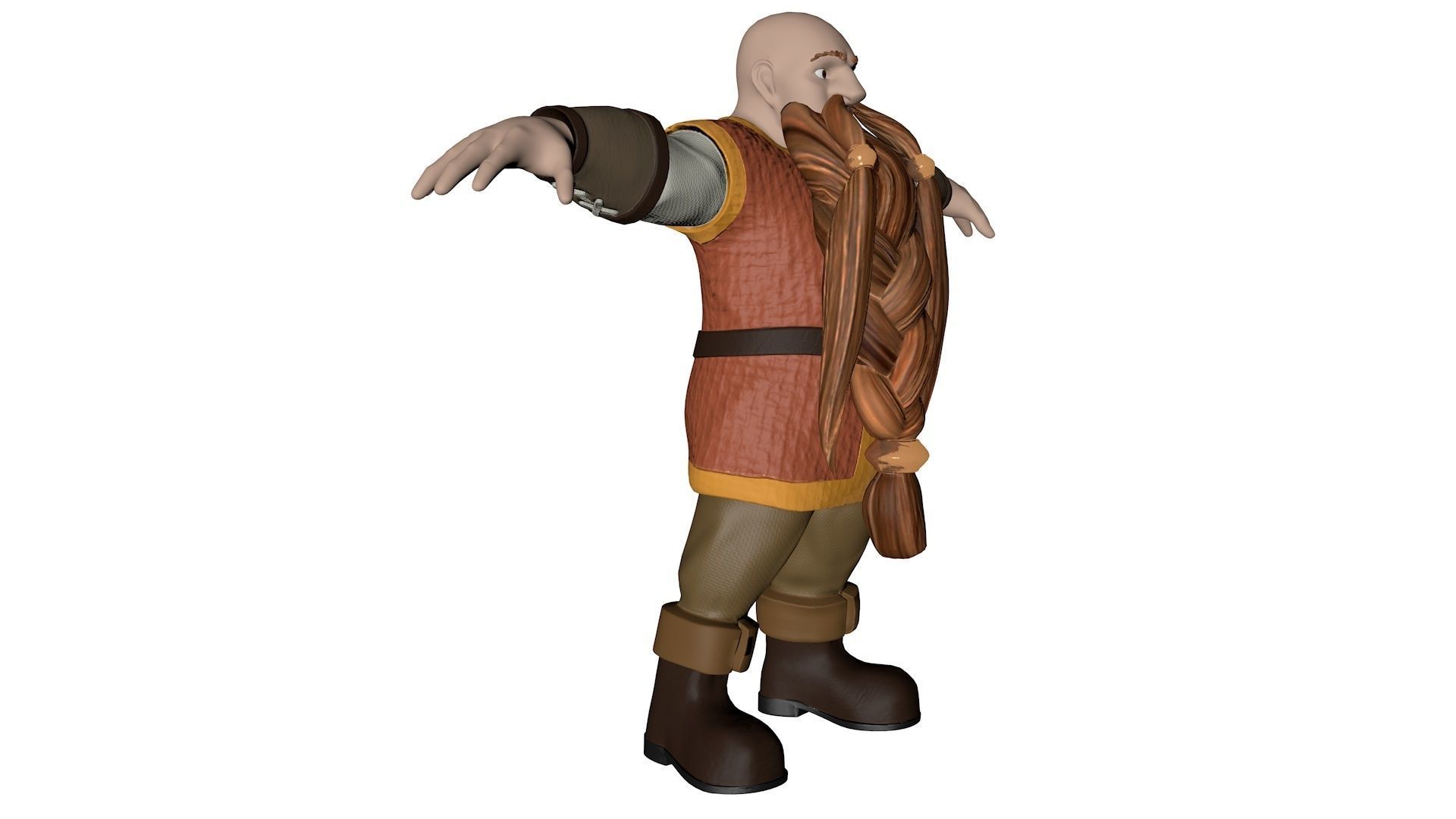 Dwarf viking with long beard Low-poly 3D model_11