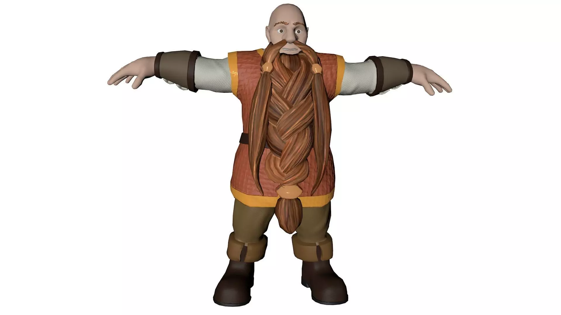 Dwarf viking with long beard Low-poly 3D model_0