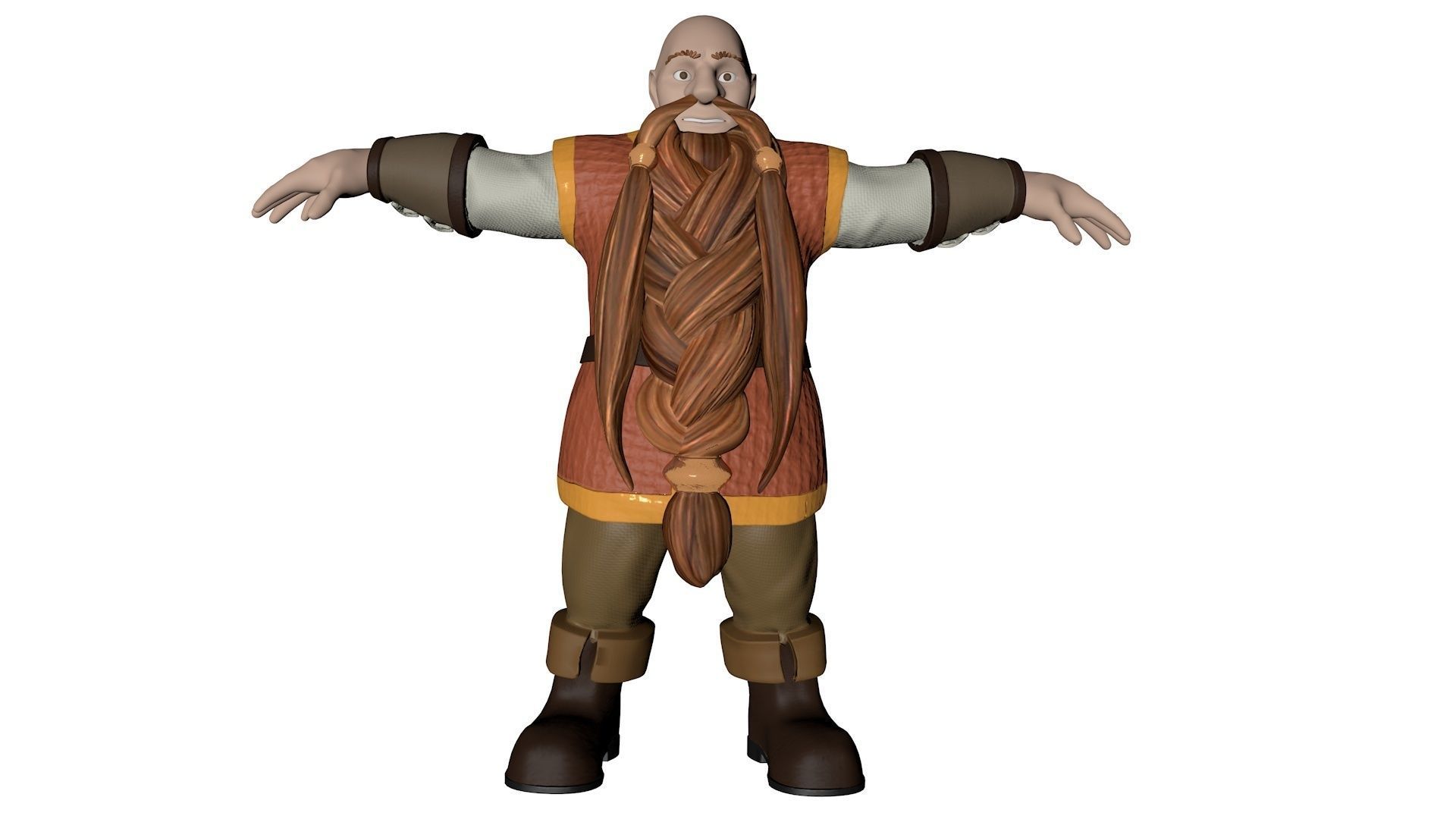 Dwarf viking with long beard Low-poly 3D model_10