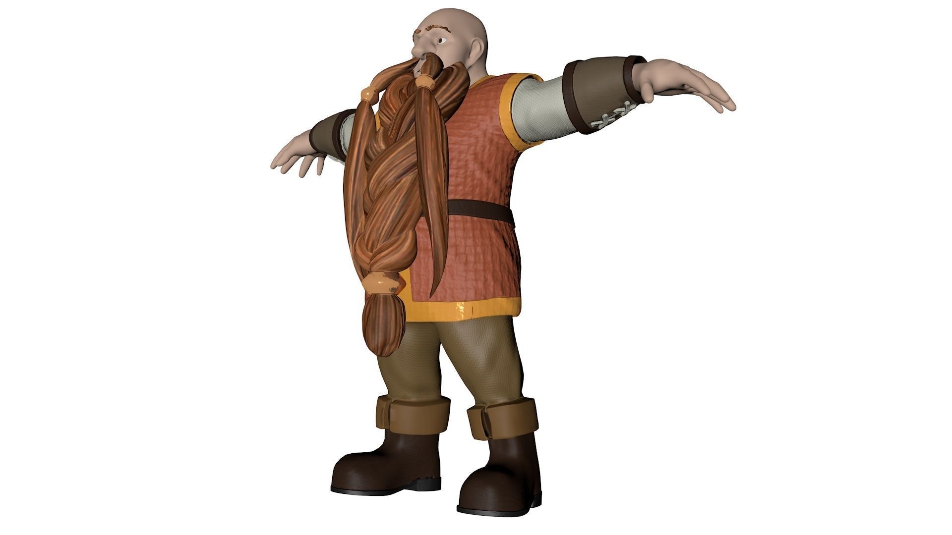 Dwarf viking with long beard Low-poly 3D model_16