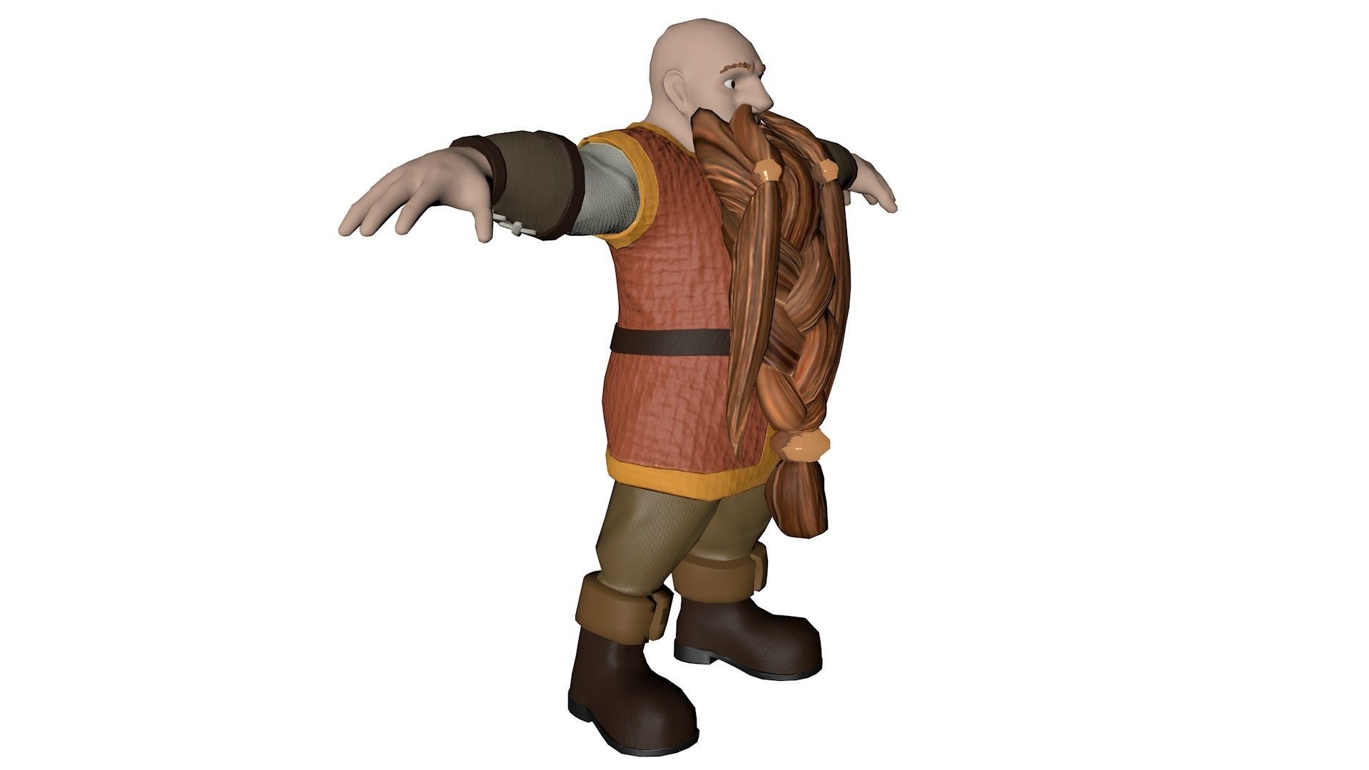 Dwarf viking with long beard Low-poly 3D model_1
