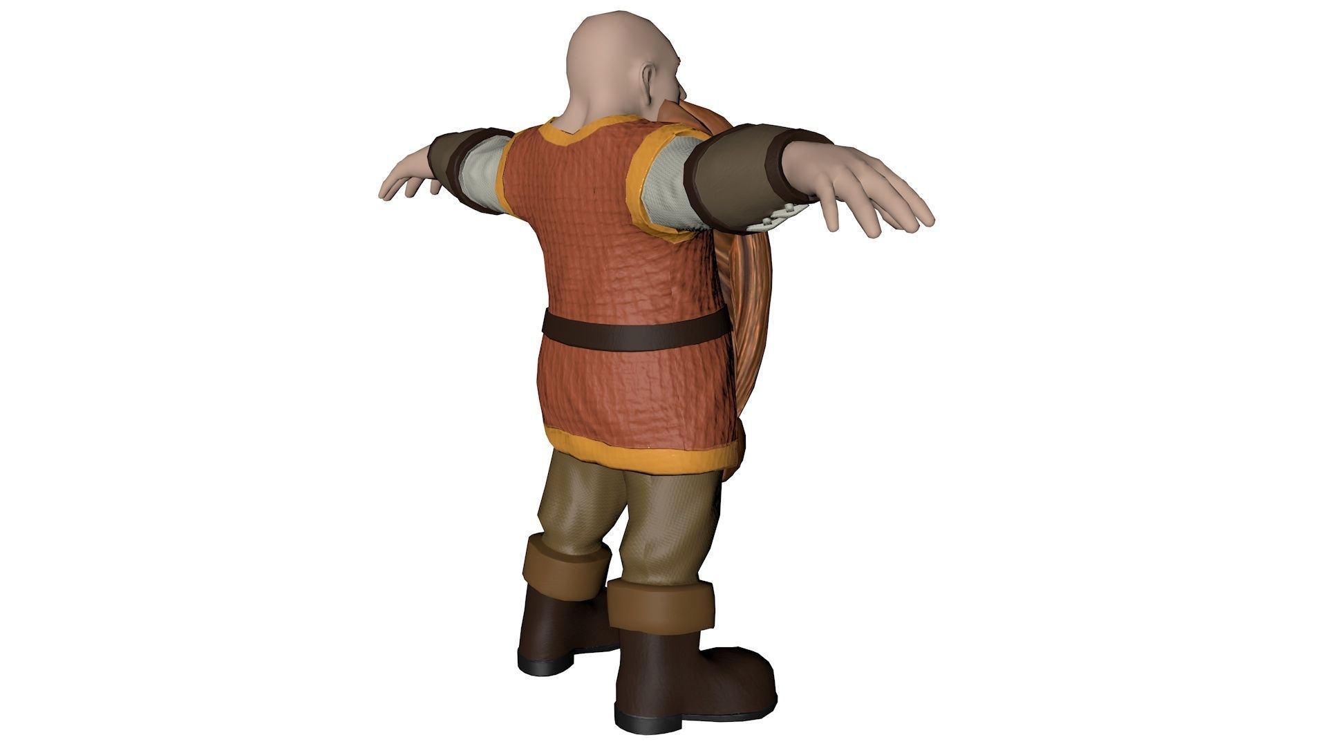 Dwarf viking with long beard Low-poly 3D model_3