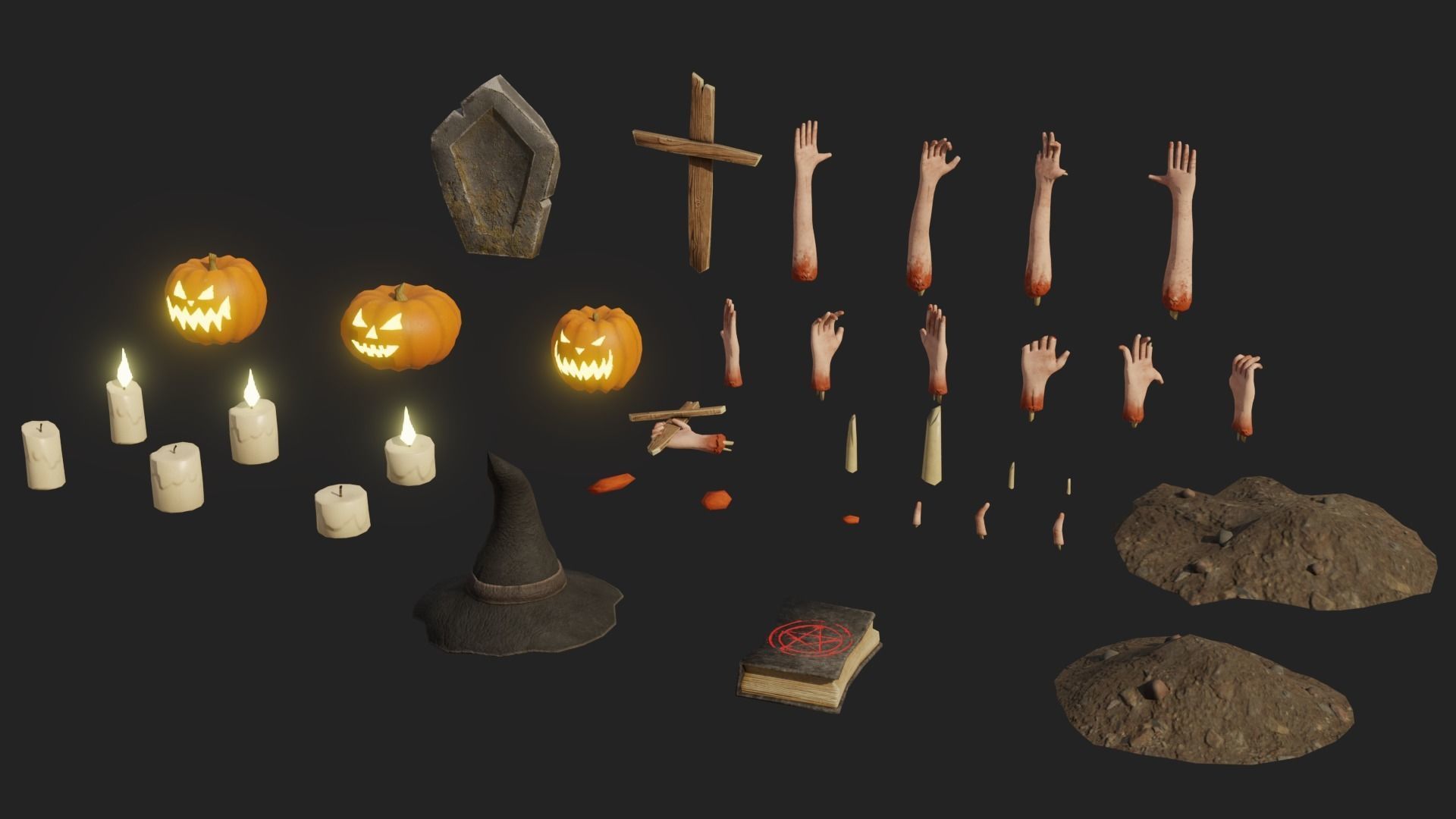 Halloween Pack Low-poly 3D model_3