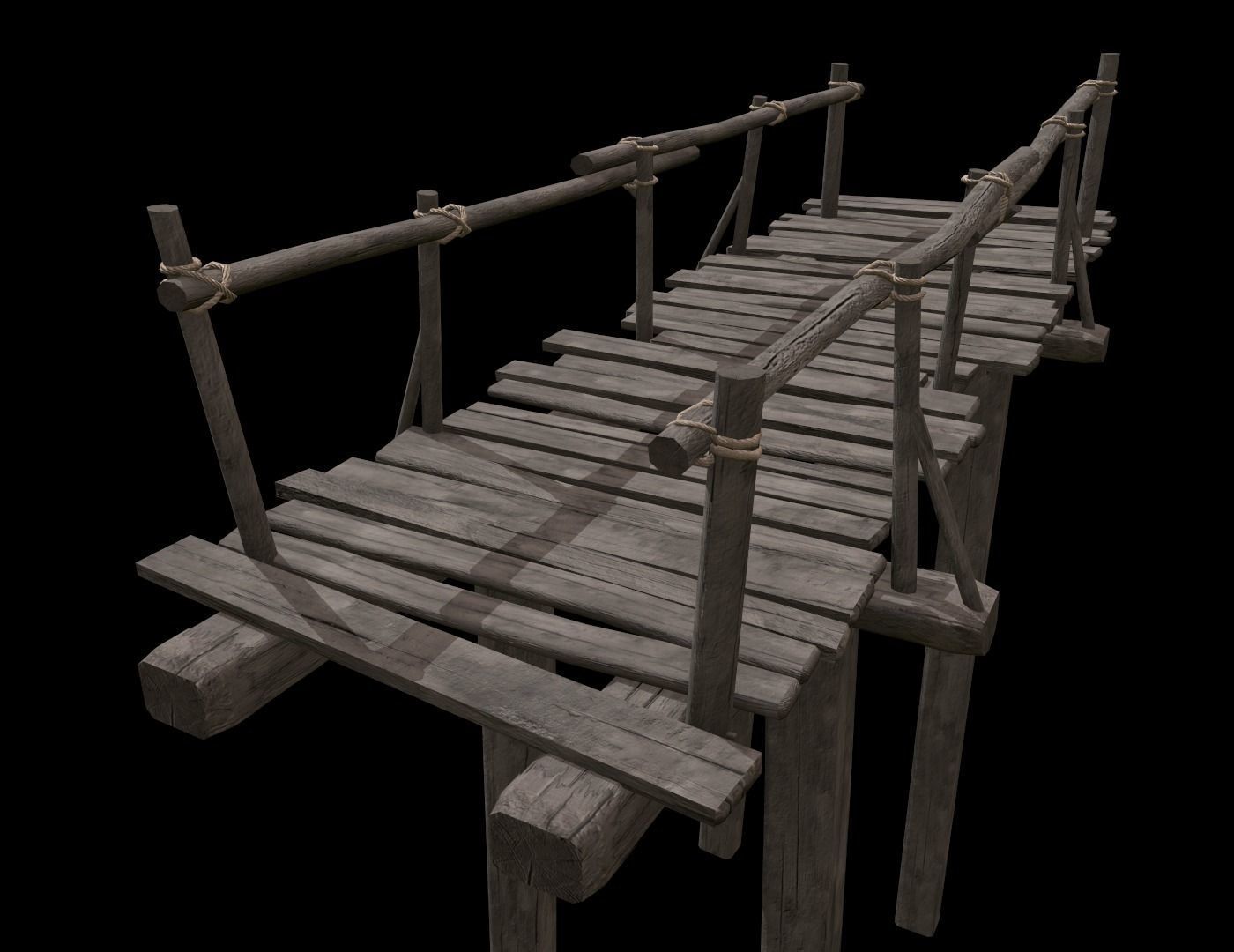 Wooden Bridge Low-poly 3D model_3