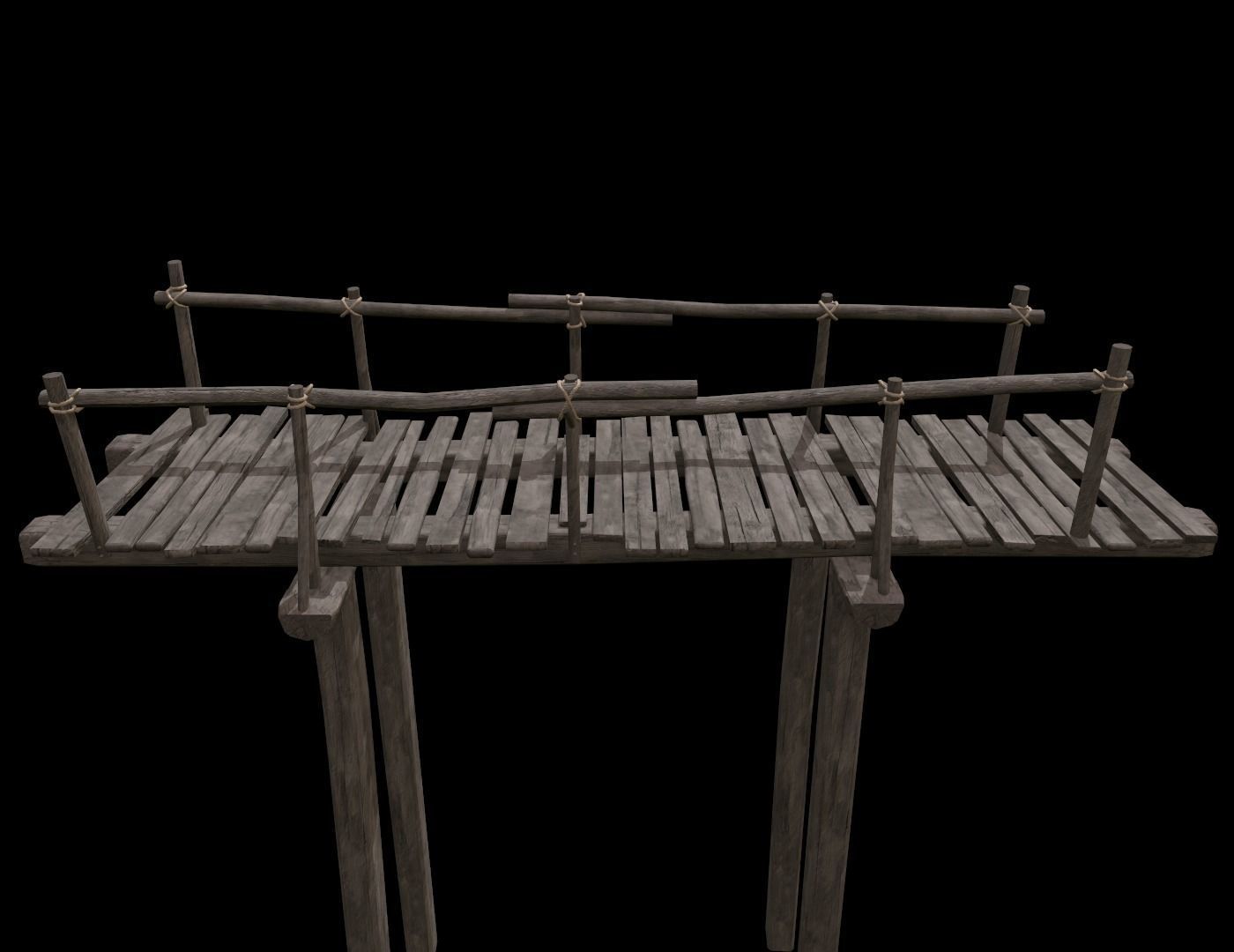 Wooden Bridge Low-poly 3D model_6