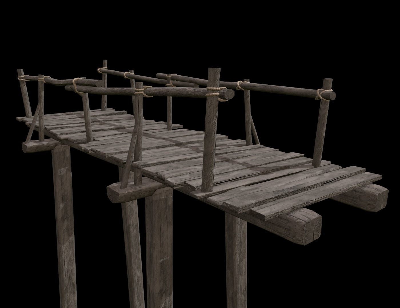 Wooden Bridge Low-poly 3D model_8