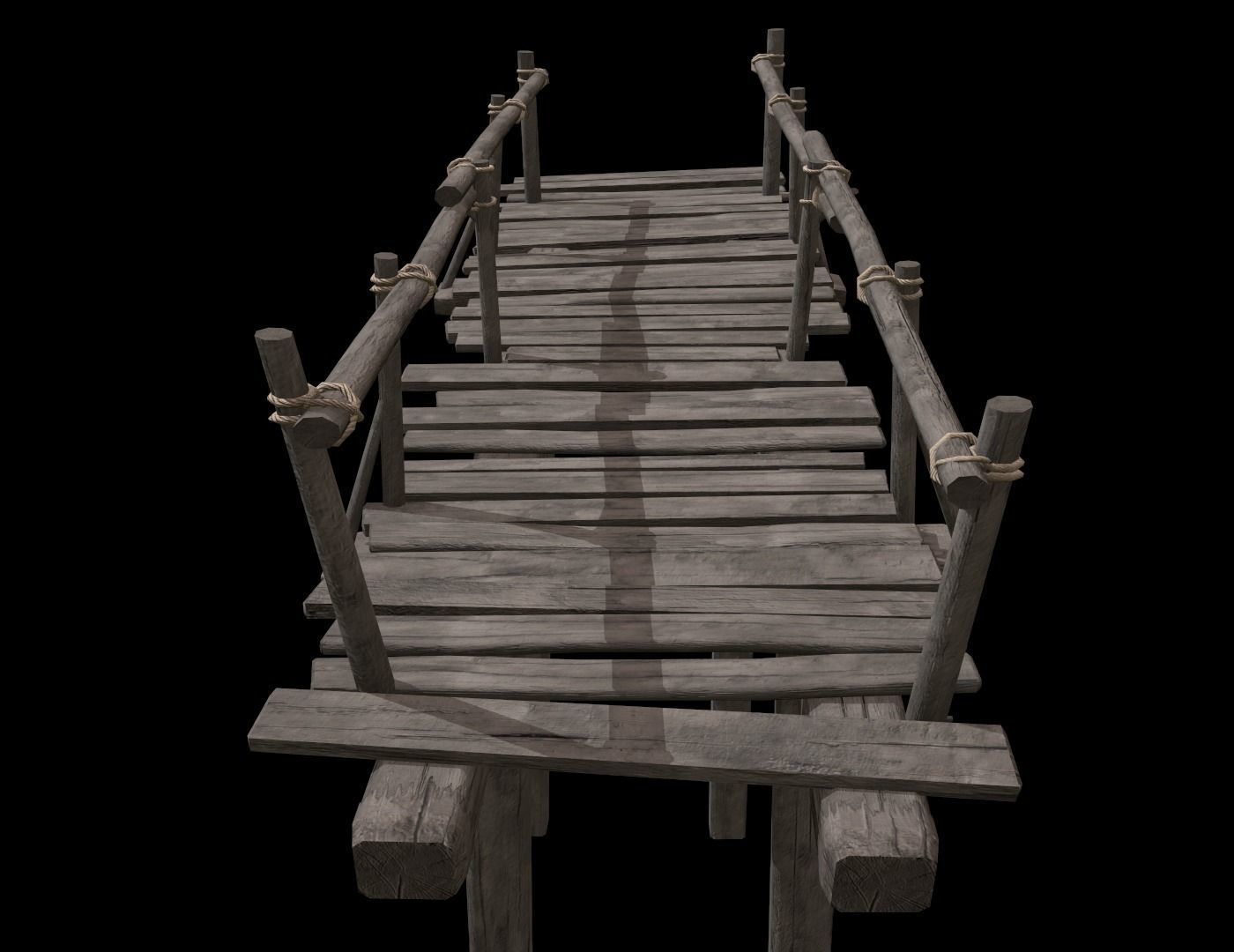Wooden Bridge Low-poly 3D model_2