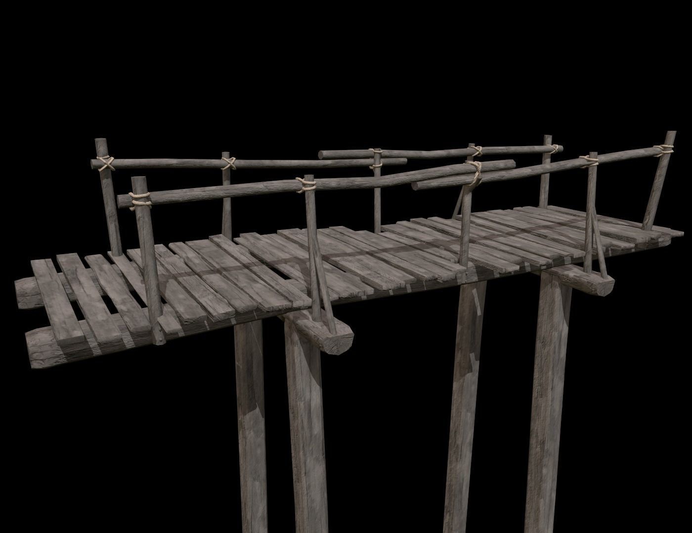 Wooden Bridge Low-poly 3D model_15
