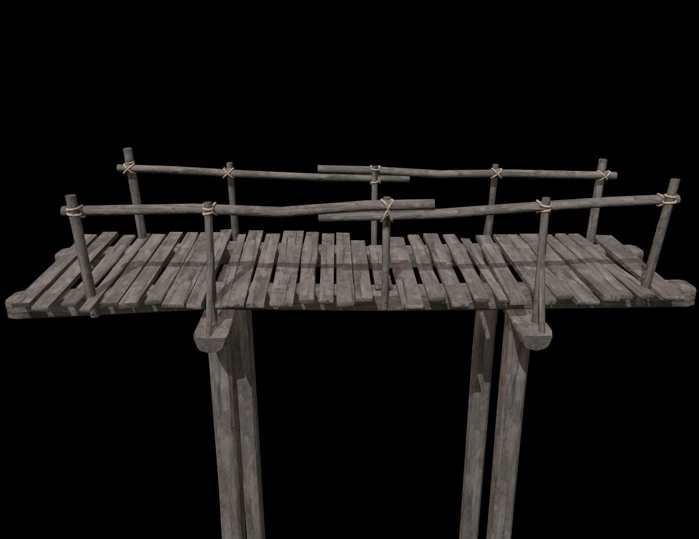 Wooden Bridge Low-poly 3D model_17