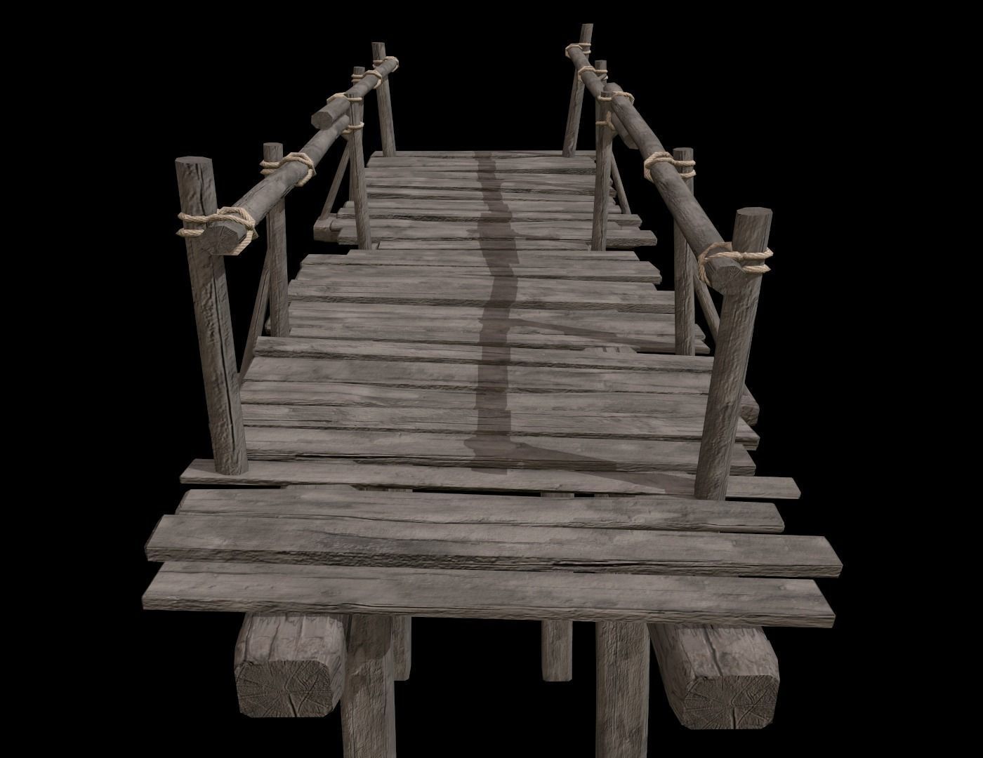 Wooden Bridge Low-poly 3D model_11