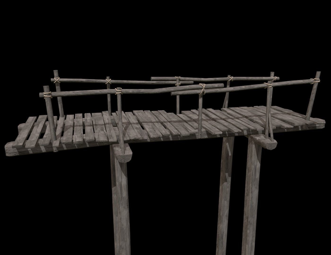 Wooden Bridge Low-poly 3D model_16