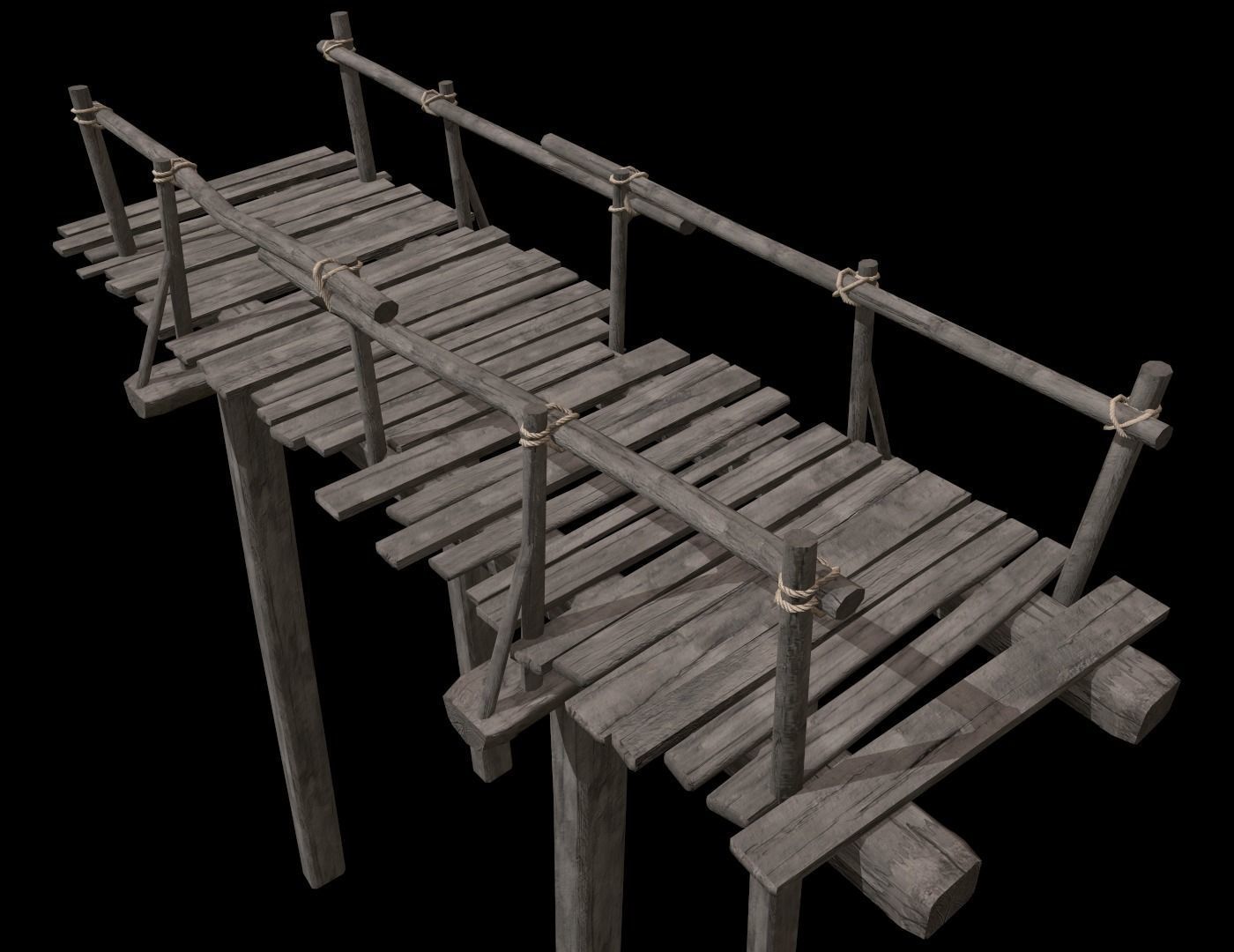 Wooden Bridge Low-poly 3D model_19