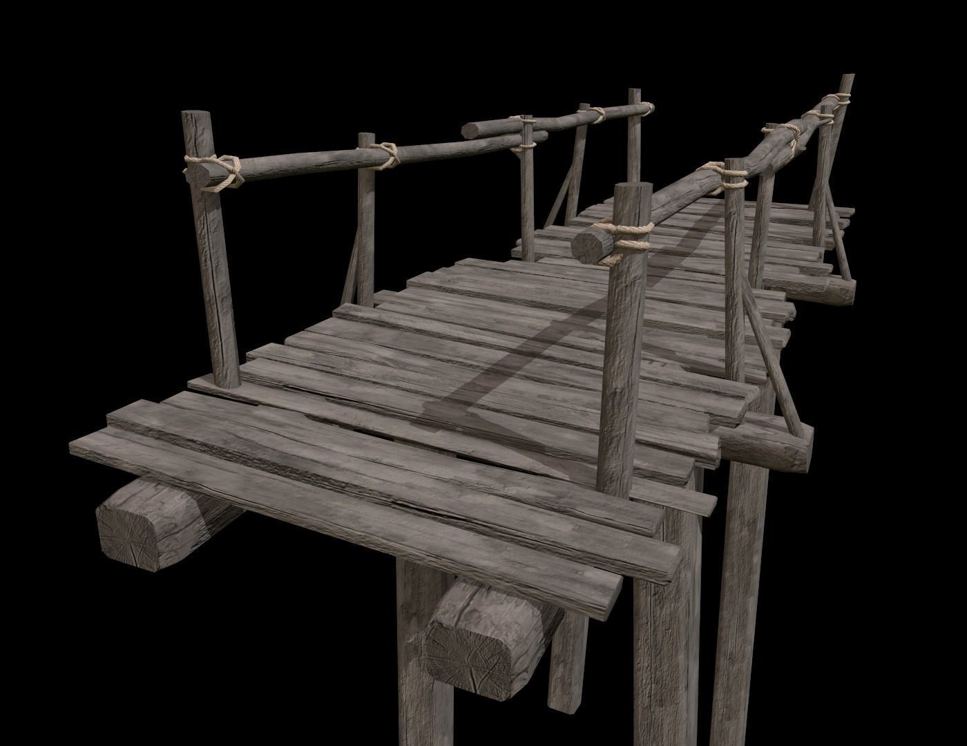 Wooden Bridge Low-poly 3D model_12