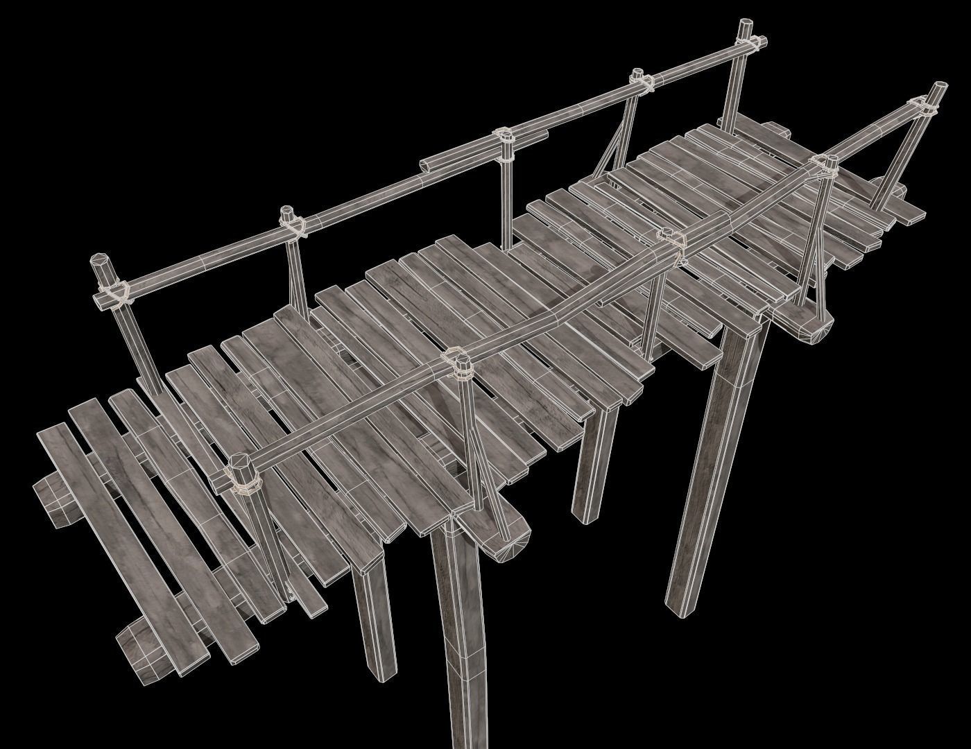 Wooden Bridge Low-poly 3D model_25