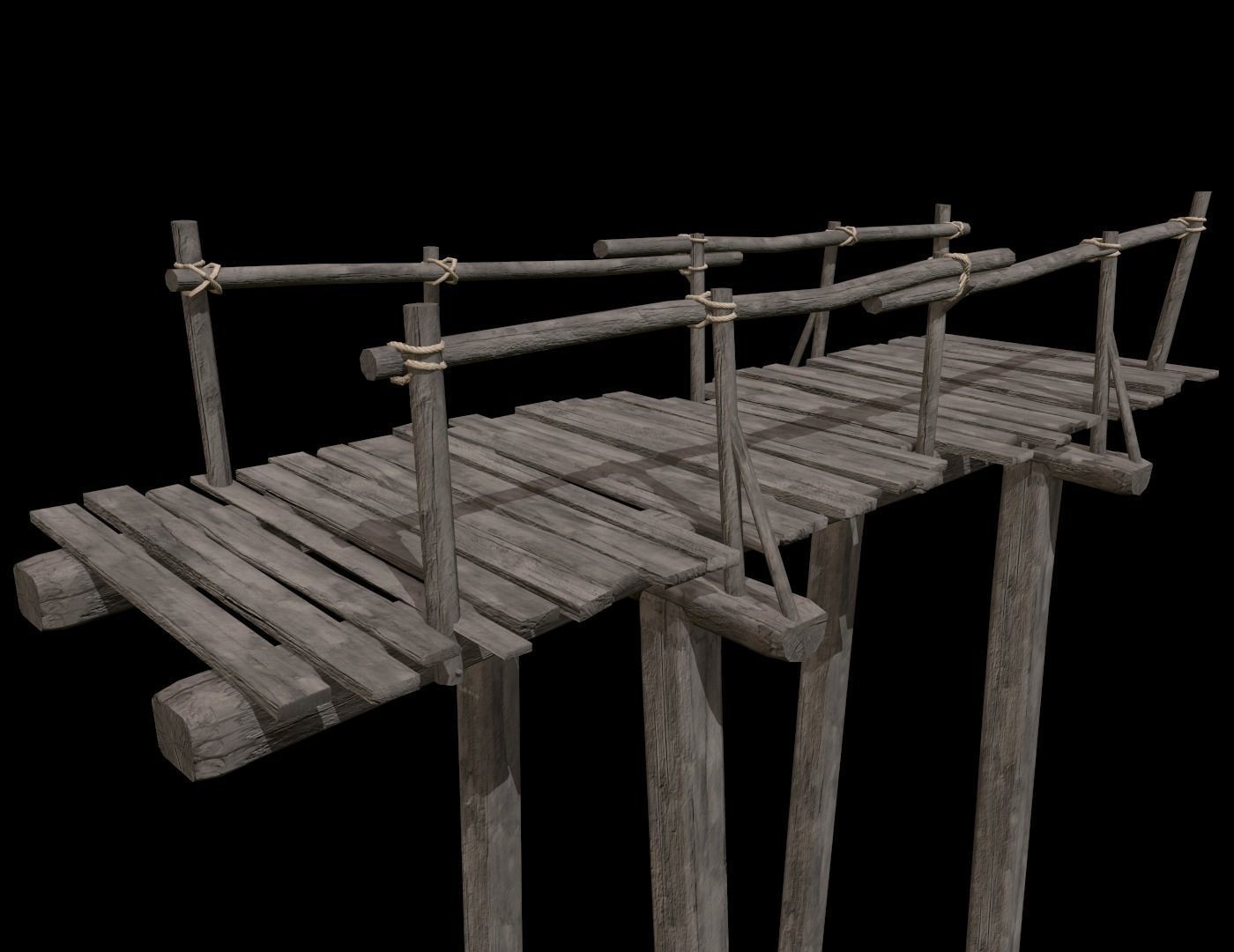 Wooden Bridge Low-poly 3D model_14