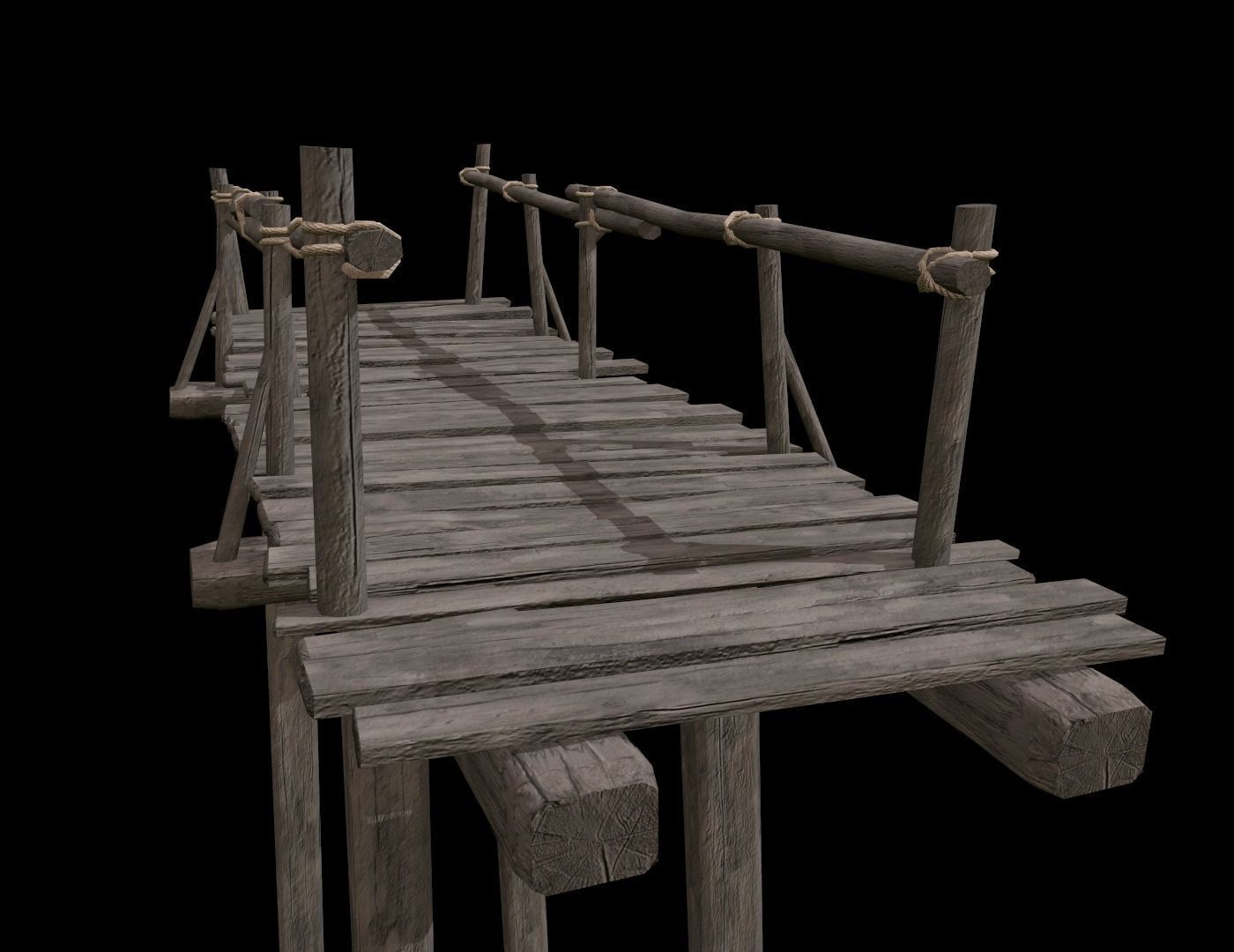 Wooden Bridge Low-poly 3D model_10