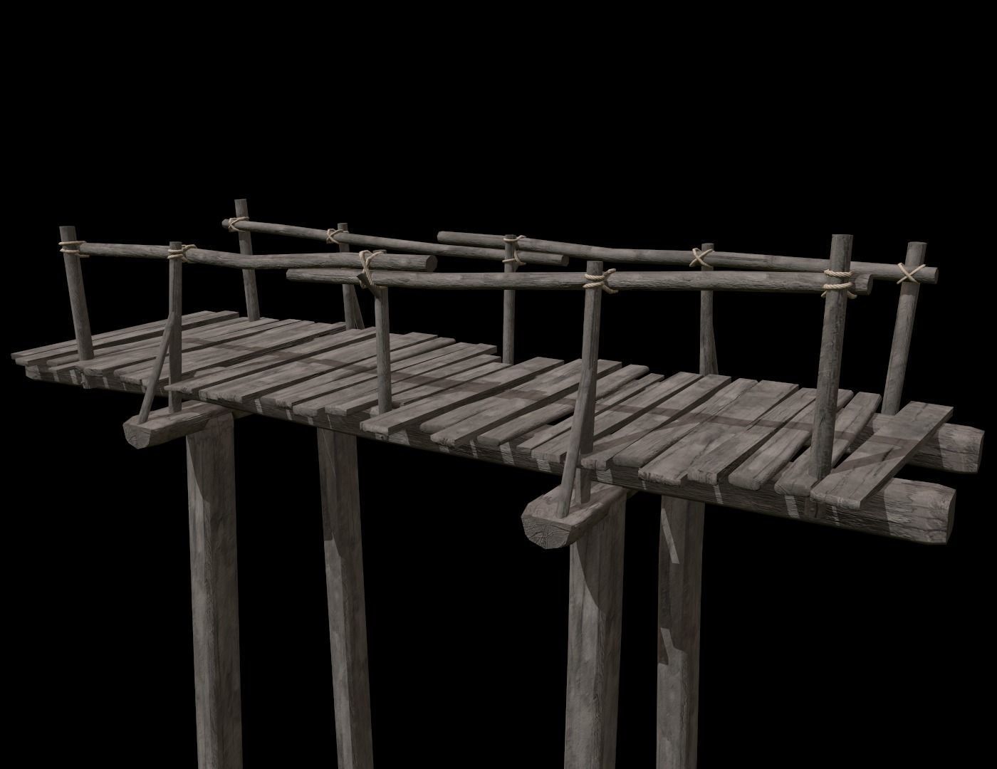 Wooden Bridge Low-poly 3D model_18
