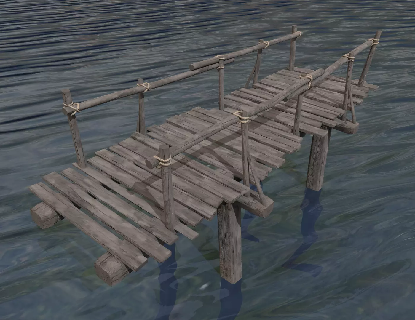 Wooden Bridge Low-poly 3D model_0