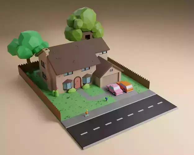 Simpsons House Low-poly 3D model