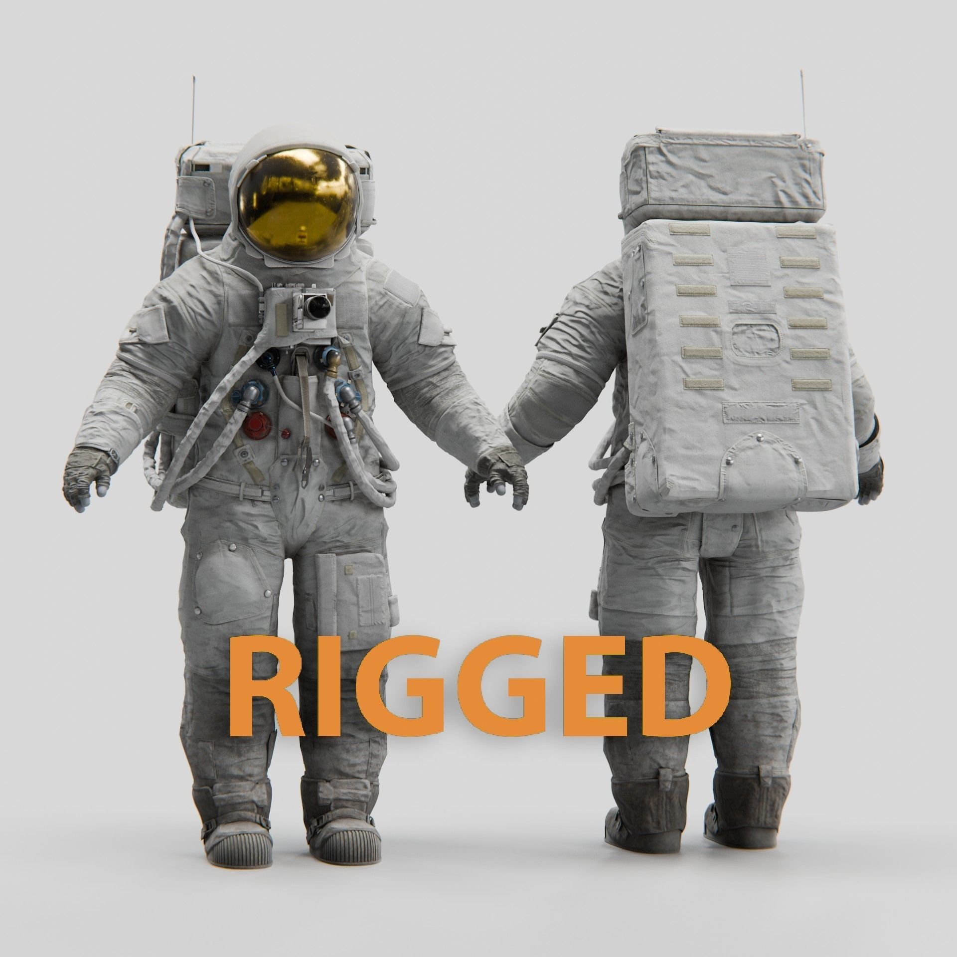 Apollo 11 A7L Spacesuit Rigged Low-poly 3D model_0