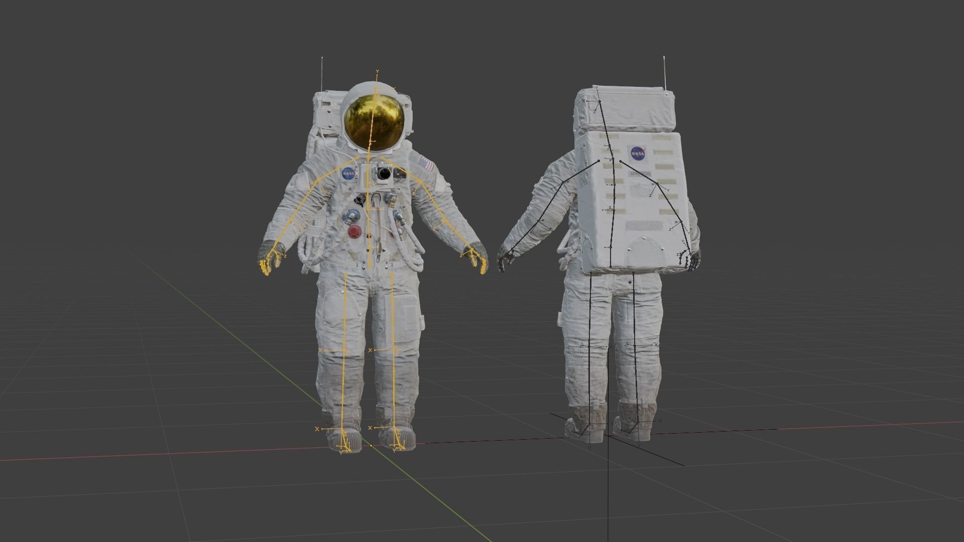 Apollo 11 A7L Spacesuit Rigged Low-poly 3D model_31