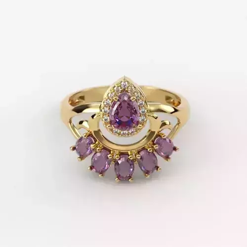 Women Ring with gems 3dm stl