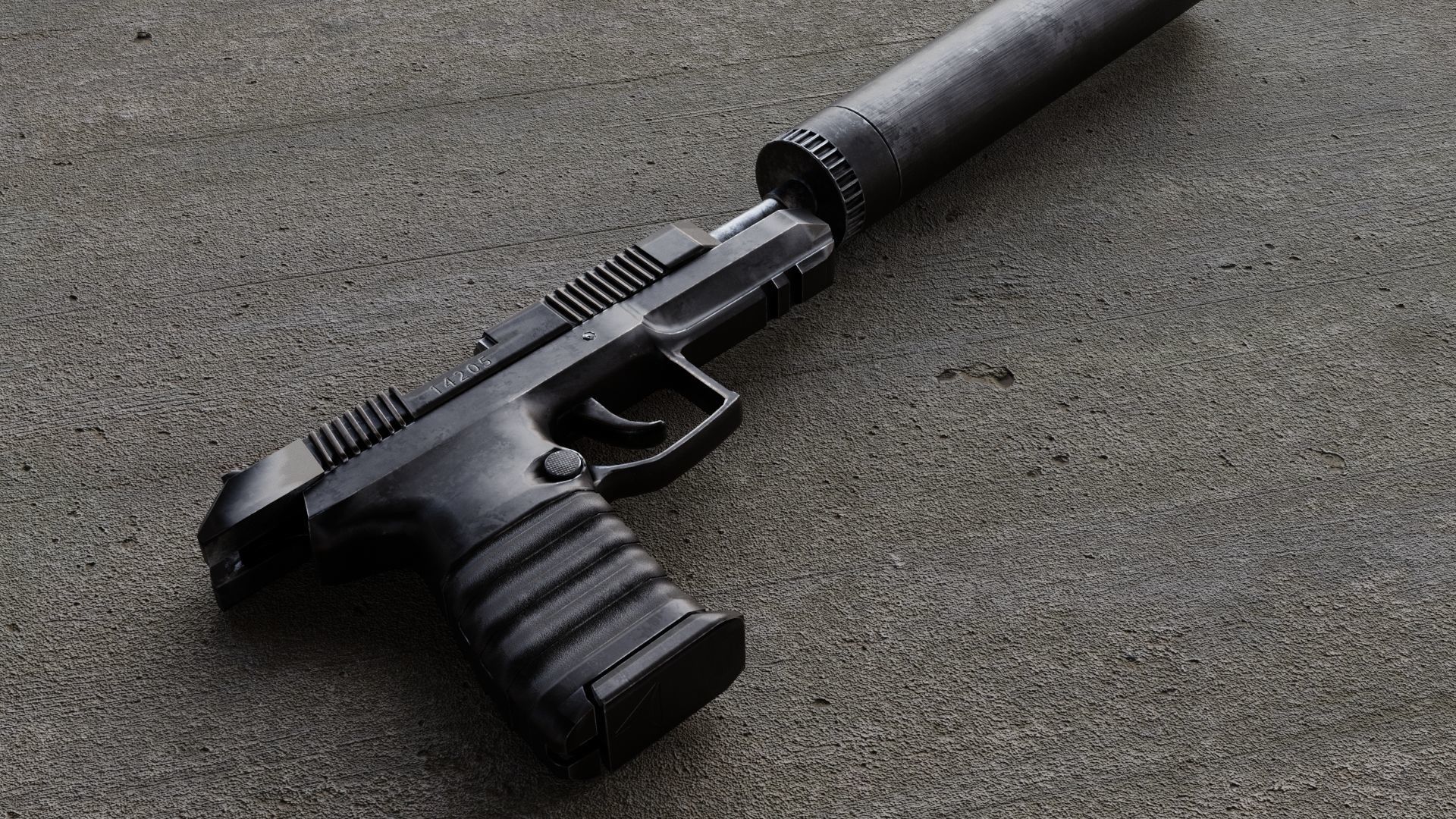 Russian self loading pistol Udav with silencer Low-poly 3D model_1