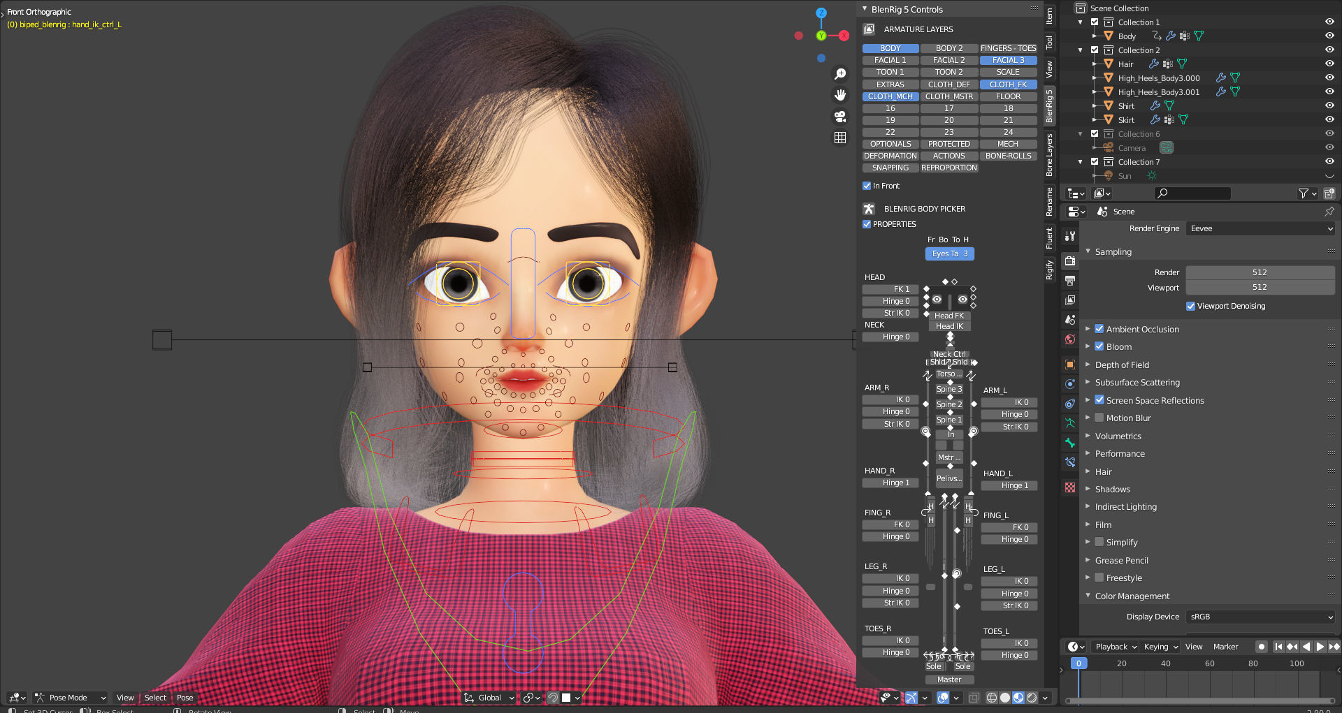 Rigged - Stylized Character Girl - Amy Style 4 - Blender 3D 3D model_10