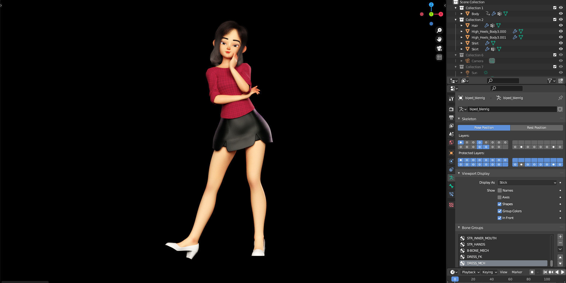 Rigged - Stylized Character Girl - Amy Style 4 - Blender 3D 3D model_4