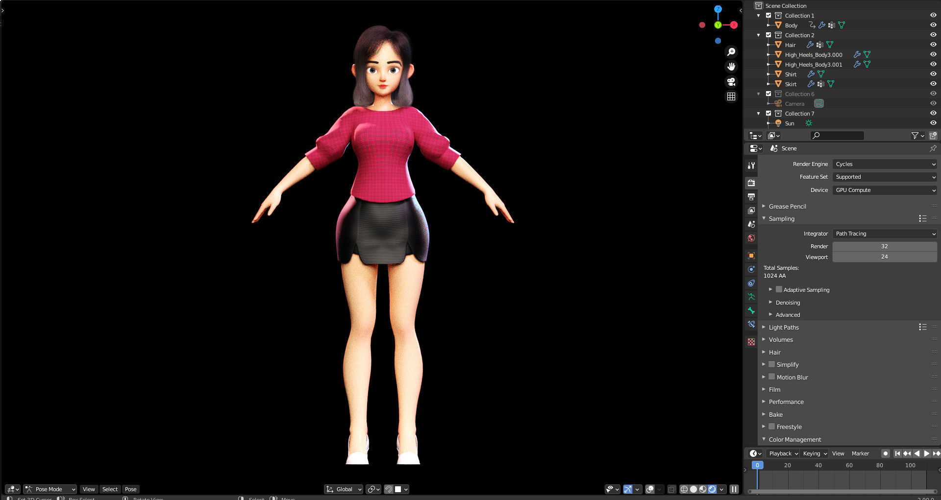 Rigged - Stylized Character Girl - Amy Style 4 - Blender 3D 3D model_5