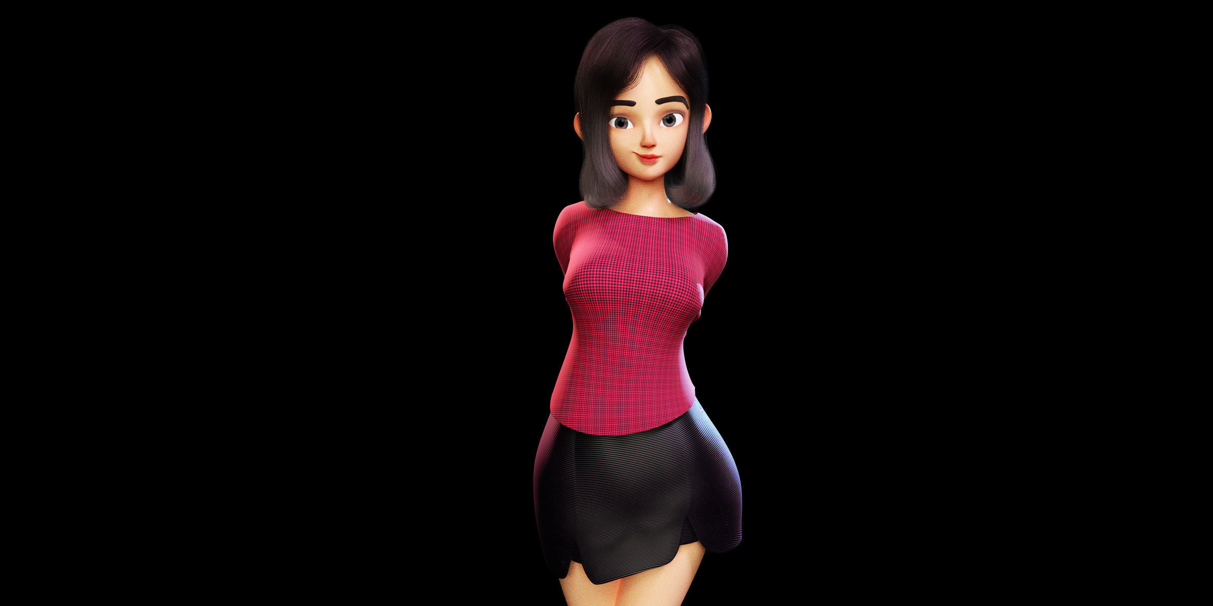 Rigged - Stylized Character Girl - Amy Style 4 - Blender 3D 3D model_1