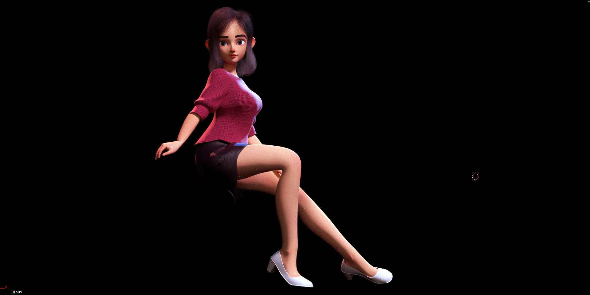 Rigged - Stylized Character Girl - Amy Style 4 - Blender 3D 3D model_3