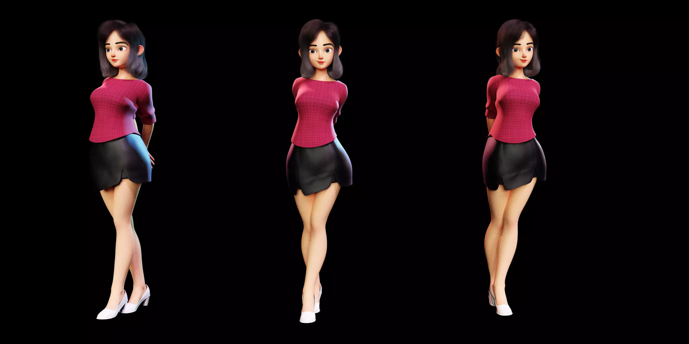 Rigged - Stylized Character Girl - Amy Style 4 - Blender 3D 3D model_0